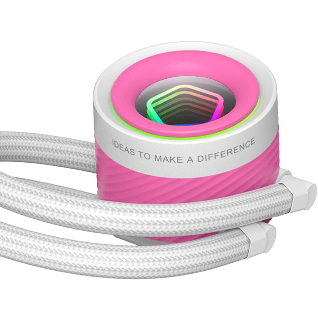 A large main feature product image of ID-COOLING FX240 INF 240mm ARGB AIO Liquid CPU Cooler (Pink/White)