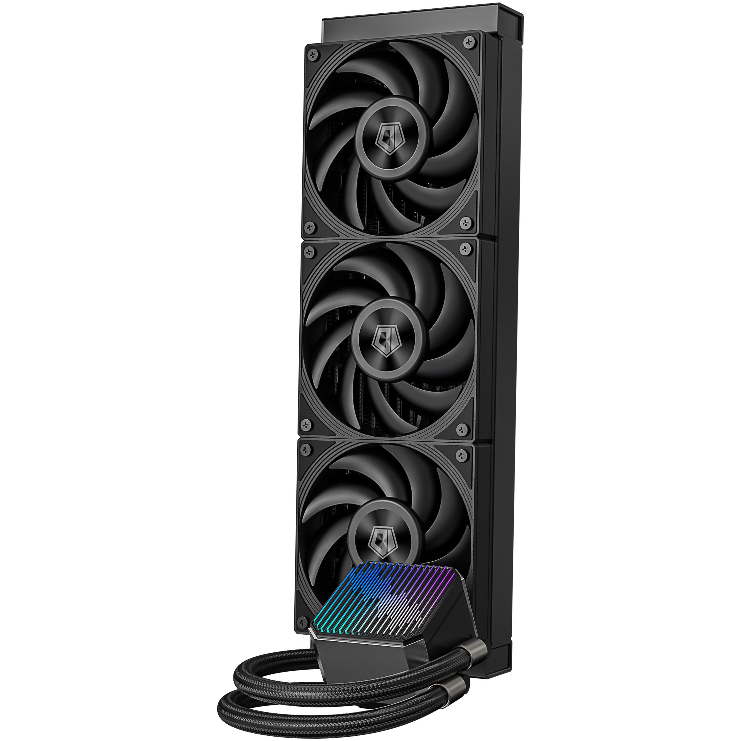 A large main feature product image of ID-COOLING DX360 MAX 360mm ARGB AIO Liquid CPU Cooler (Black)