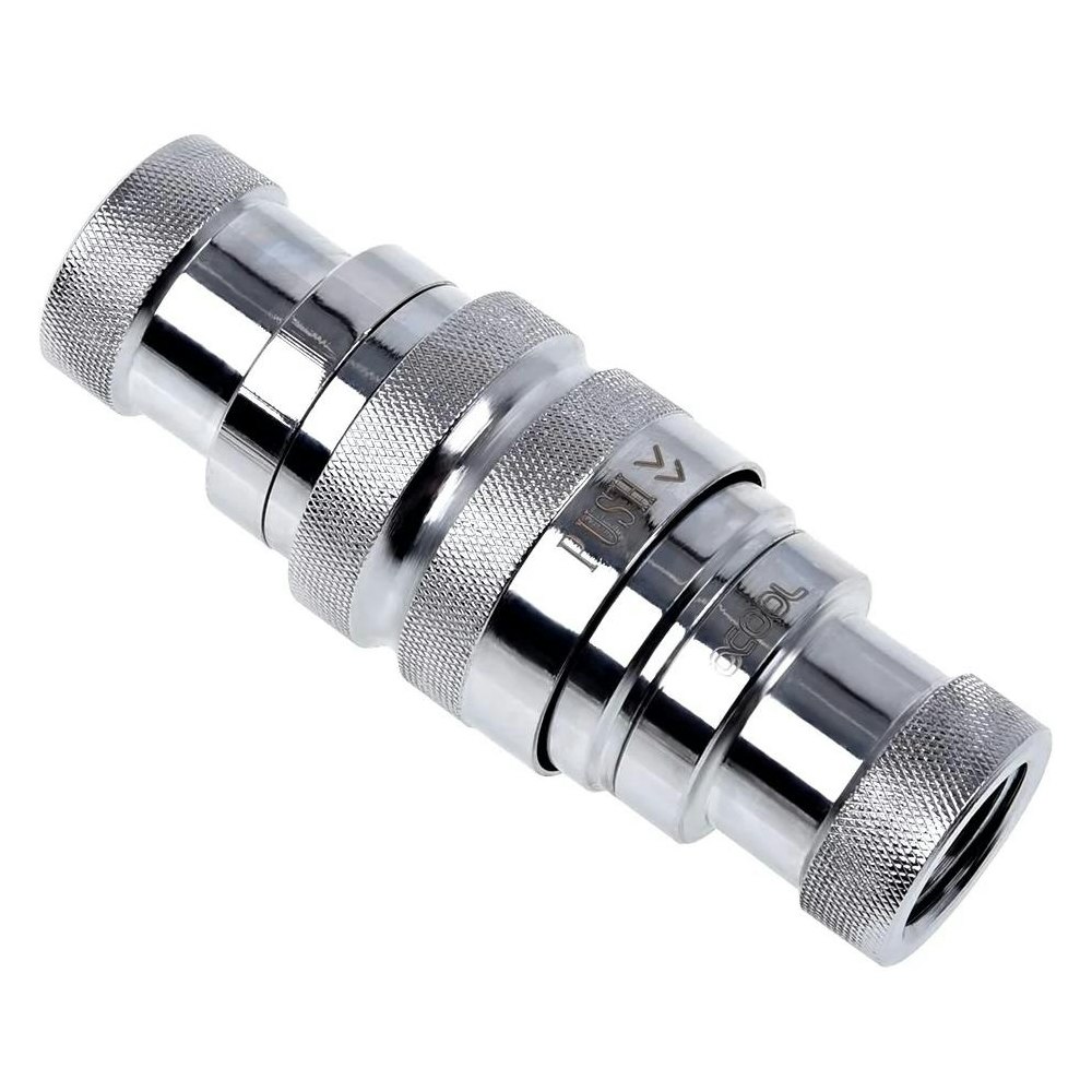 A large main feature product image of Alphacool Eiszapfen G1/4" Quick Release Coupling Set - Female (Chrome)