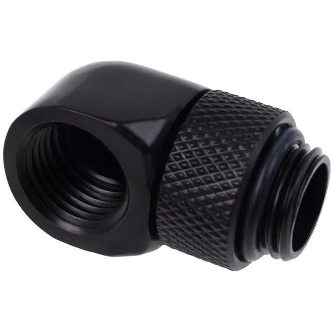 A large main feature product image of Alphacool Eiszapfen G1/4" 90 Degree Rotary Fitting (Black)