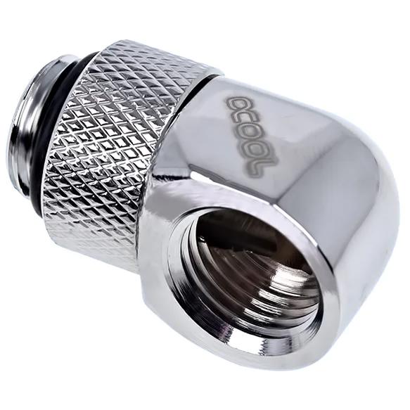 A large main feature product image of Alphacool Eiszapfen G1/4" 90 Degree Rotary Fitting (Chrome)