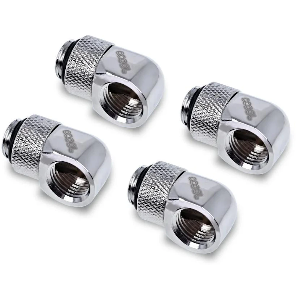 Alphacool Eiszapfen G1/4" 90 Degree Rotary Fitting 4-Pack (Chrome)