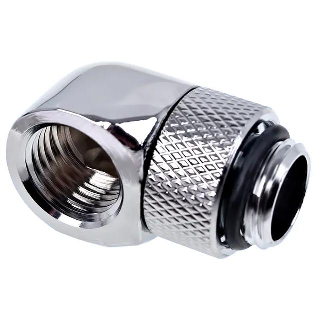 A large main feature product image of Alphacool Eiszapfen G1/4" 90 Degree Rotary Fitting 4-Pack (Chrome)