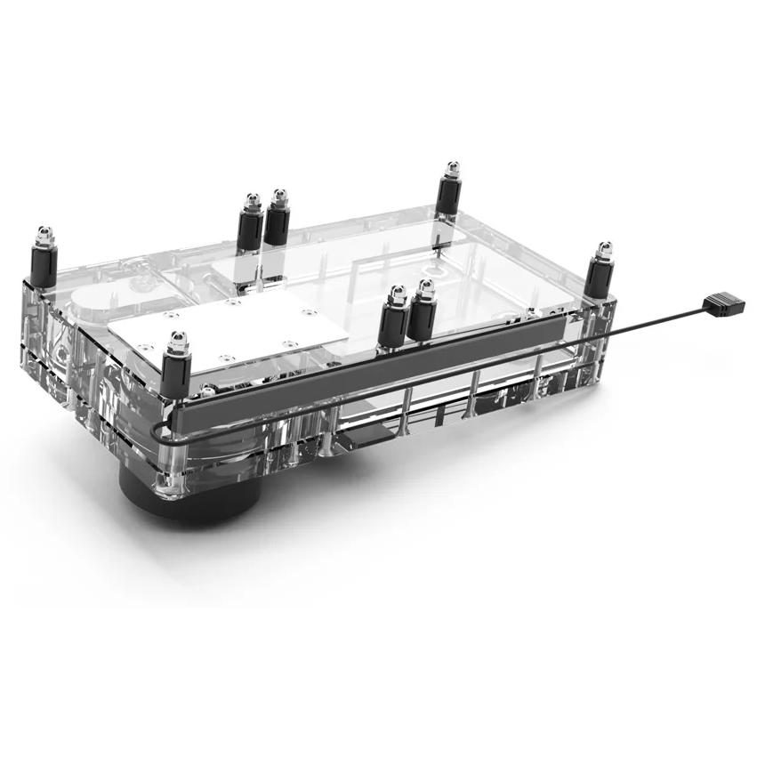 A large main feature product image of Alphacool Core Flat 240 ARGB D5 Pump/Reservoir Combo