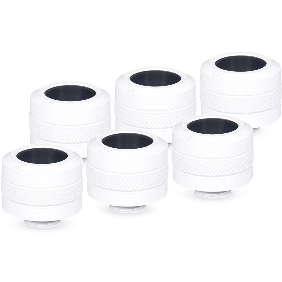 A large main feature product image of Alphacool Eiszapfen PRO G1/4" 16mm Hard Tube Compression Fitting 6-Pack (White)