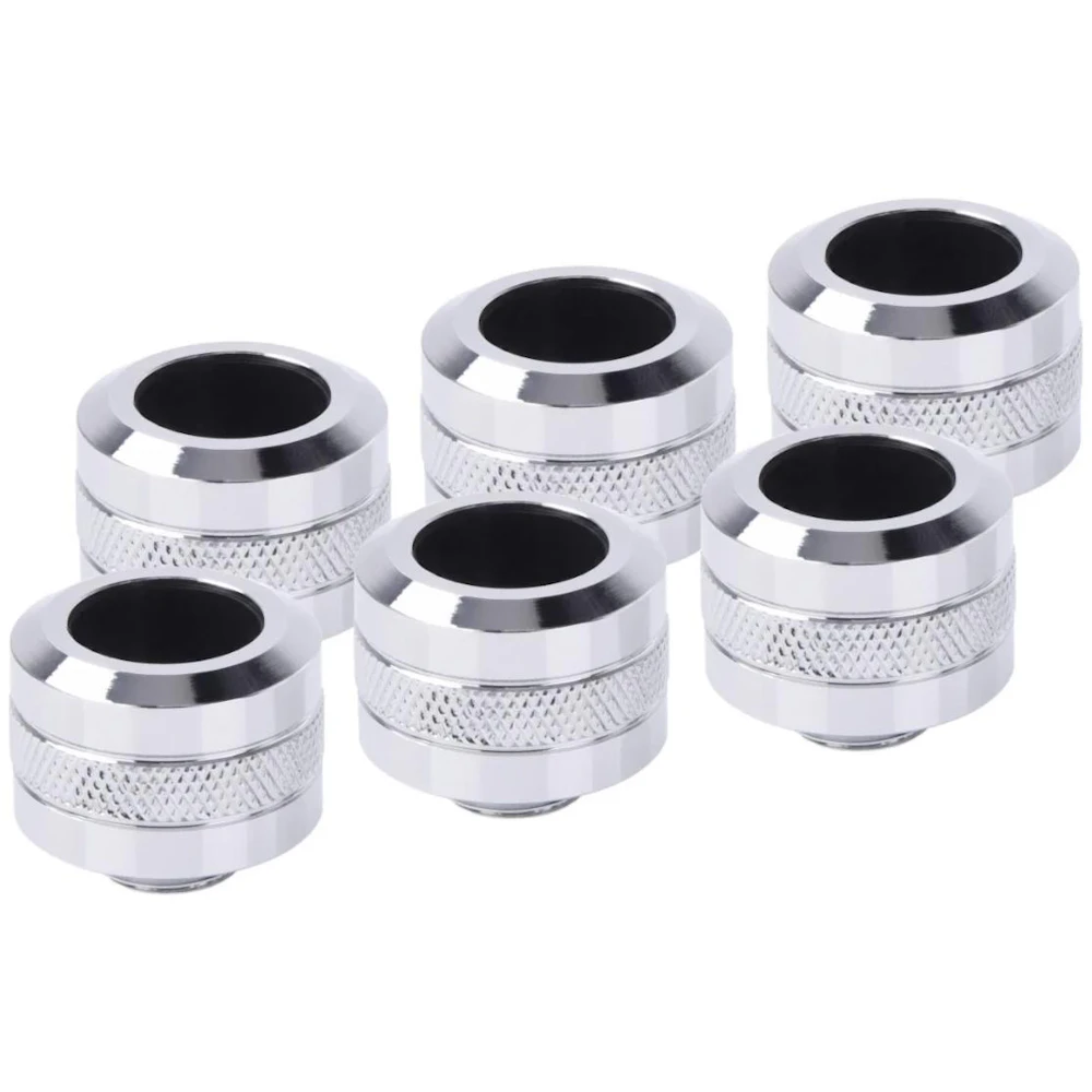 Alphacool Eiszapfen PRO G1/4" 16mm Hard Tube Compression Fitting 6-Pack (Chrome)