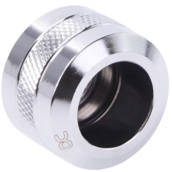 A large main feature product image of Alphacool Eiszapfen PRO G1/4" 16mm Hard Tube Compression Fitting 6-Pack (Chrome)