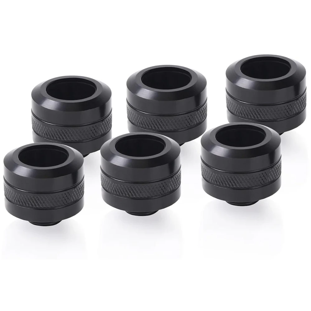 Alphacool Eiszapfen PRO G1/4" 16mm Hard Tube Compression Fitting 6-Pack (Black)