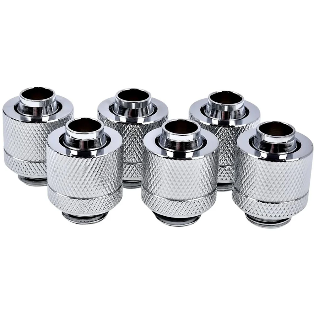 Alphacool Eiszapfen G1/4" 10/13mm Soft Tube Compression Fitting 6-Pack (Chrome)