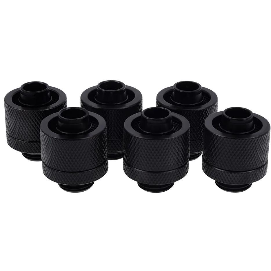A large main feature product image of Alphacool Eiszapfen G1/4" 10/16mm Soft Tube Compression Fitting 6-Pack (Black)