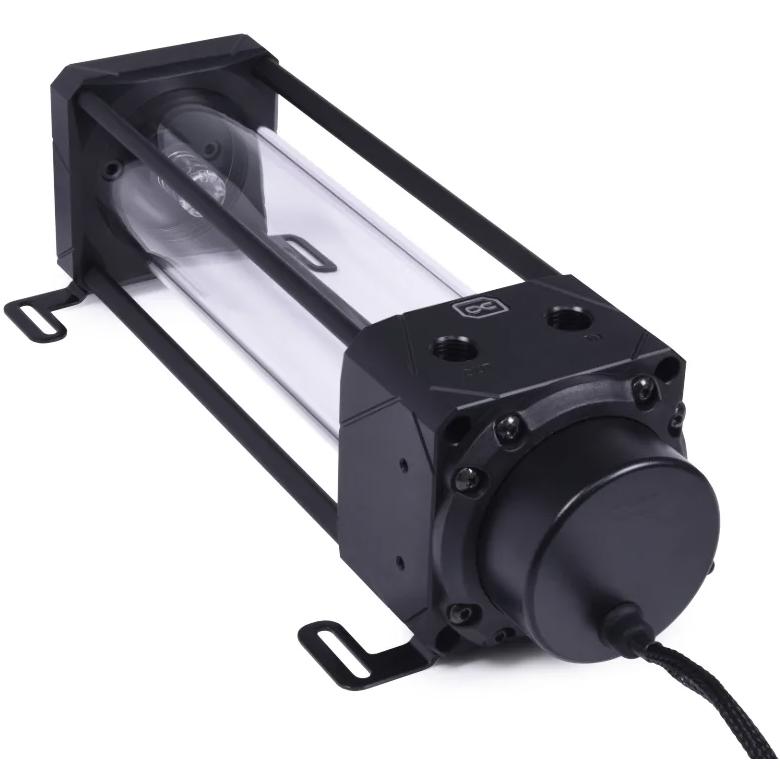 A large main feature product image of Alphacool Eisbecher 250 Aurora ARGB D5 Pump/Reservoir Combo (Acetal/Glass)