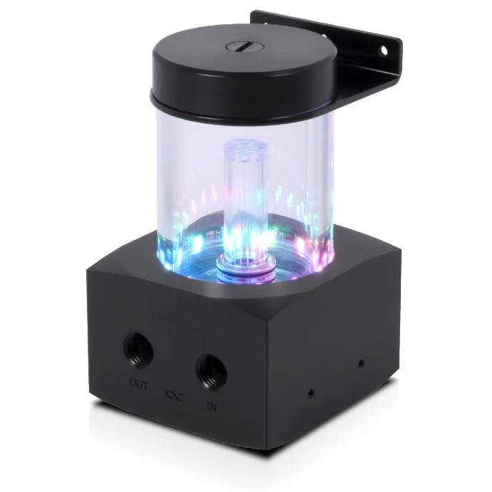 A large main feature product image of Alphacool Core 100 Aurora ARGB D5 Pump/Reservoir Combo (Acetal/Acrylic)