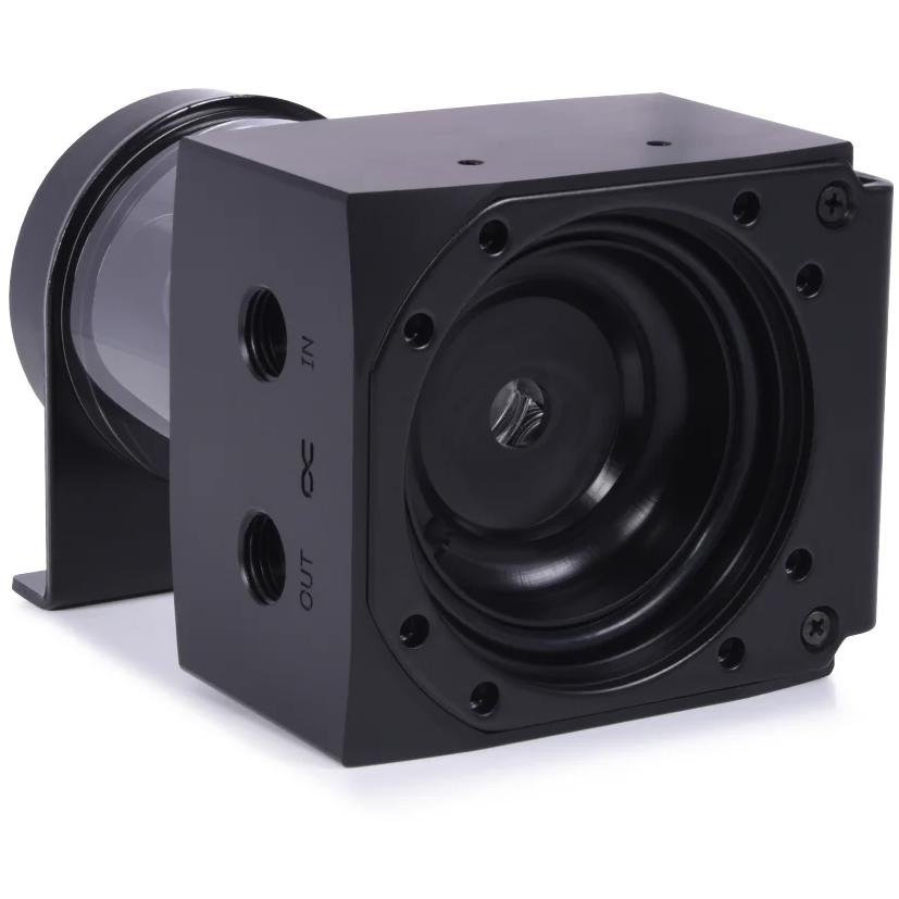 A large main feature product image of Alphacool Core 100 Aurora ARGB D5 Pump/Reservoir Combo (Acetal/Acrylic)