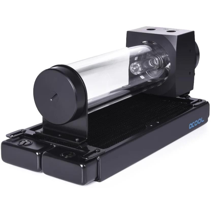 A large main feature product image of Alphacool Core 200 Aurora ARGB D5 Pump/Reservoir Combo (Acetal/Acrylic)