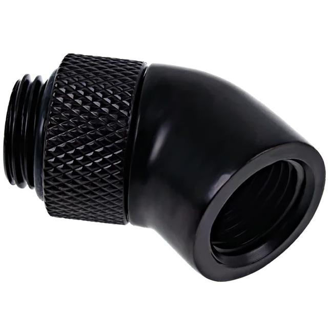 A large main feature product image of Alphacool Eiszapfen G1/4" 45 Degree Rotary Fitting (Black)