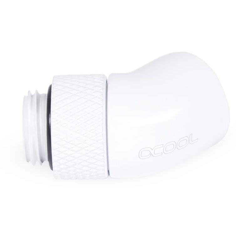 A large main feature product image of Alphacool Eiszapfen G1/4" 45 Degree Rotary Fitting (White)