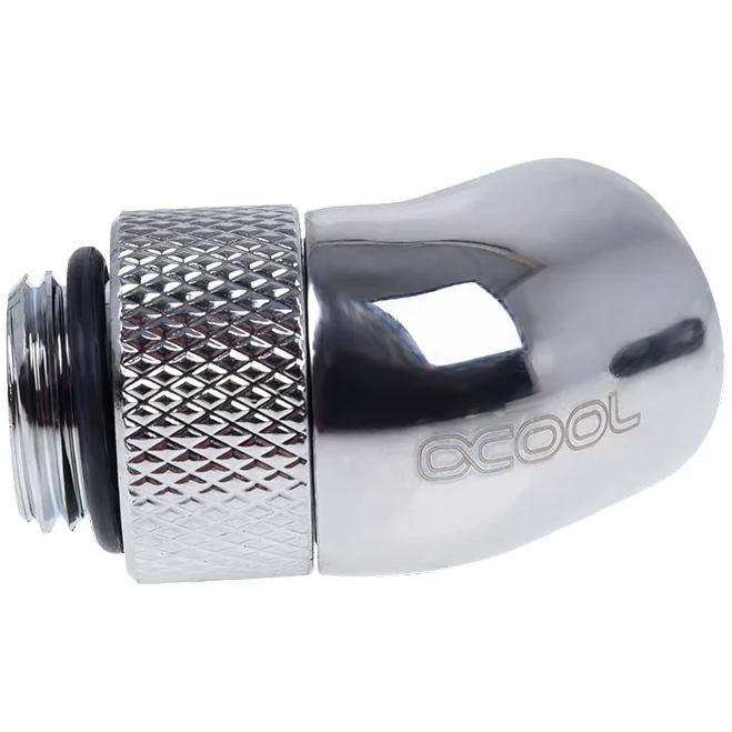 A large main feature product image of Alphacool Eiszapfen G1/4" 45 Degree Rotary Fitting (Chrome)
