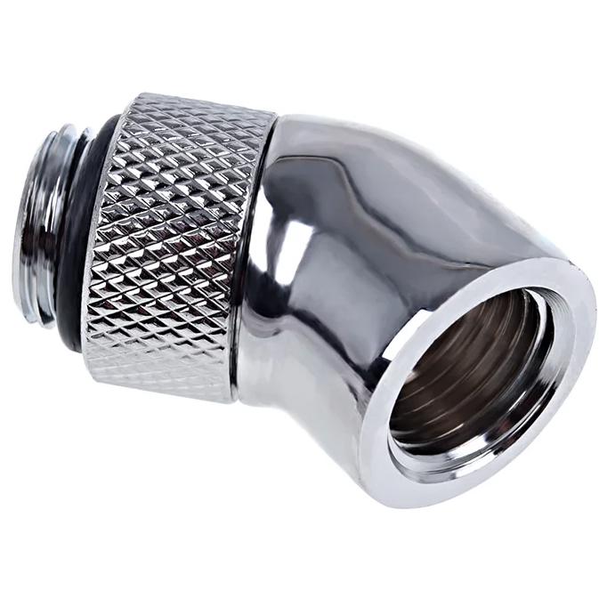 A large main feature product image of Alphacool Eiszapfen G1/4" 45 Degree Rotary Fitting (Chrome)
