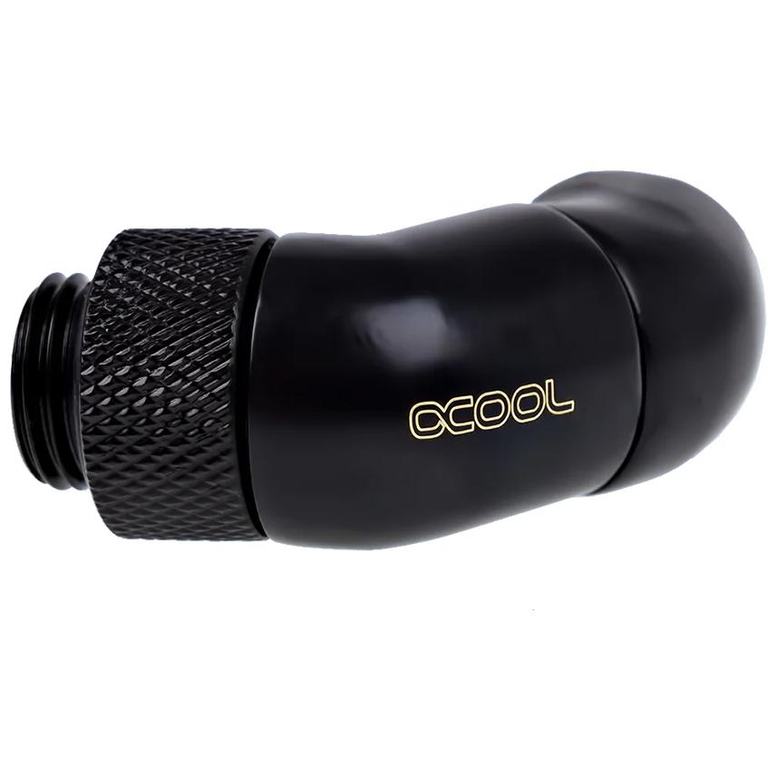 A large main feature product image of Alphacool Eiszapfen G1/4" 45 Degree Double Rotary Fitting (Black)
