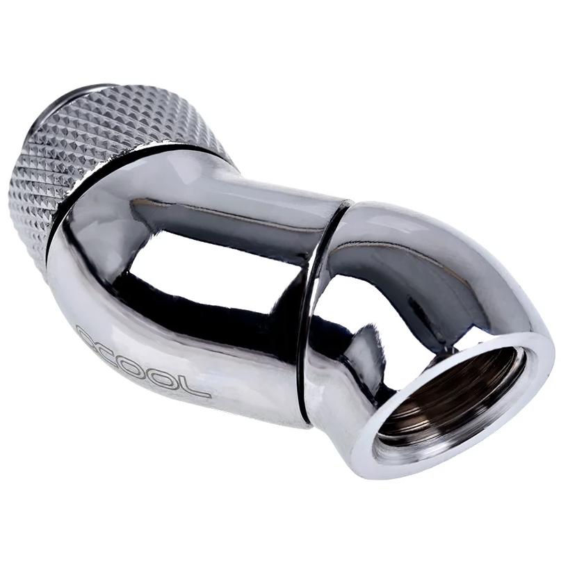A large main feature product image of Alphacool Eiszapfen G1/4" 45 Degree Double Rotary Fitting (Chrome)