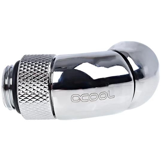 A large main feature product image of Alphacool Eiszapfen G1/4" 45 Degree Double Rotary Fitting (Chrome)