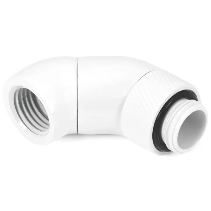 A large main feature product image of Alphacool Eiszapfen G1/4" 45 Degree Double Rotary Fitting (White)