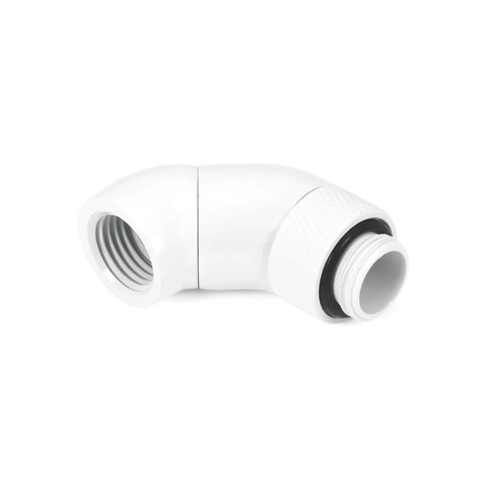 A large main feature product image of Alphacool Eiszapfen G1/4" 45 Degree Double Rotary Fitting (White)