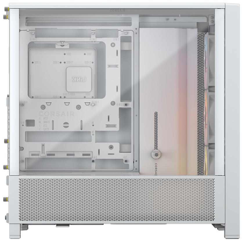 A large main feature product image of Corsair Frame 4000D RS ARGB Mid Tower Case (White)