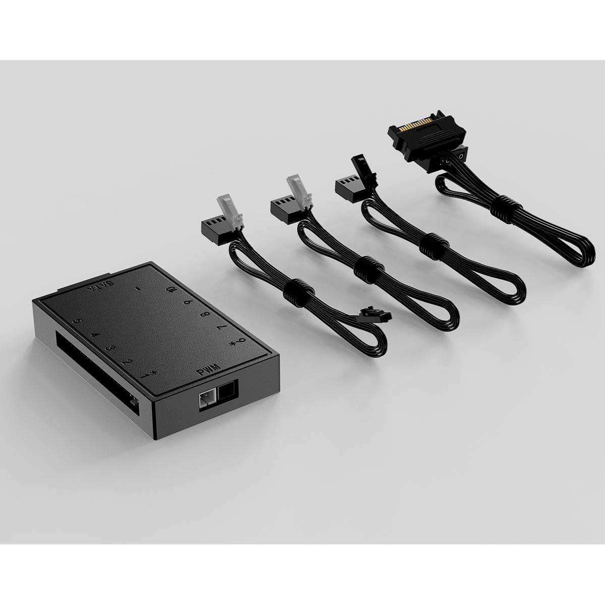 A large main feature product image of ID-COOLING 10-Port PWM Fan Hub