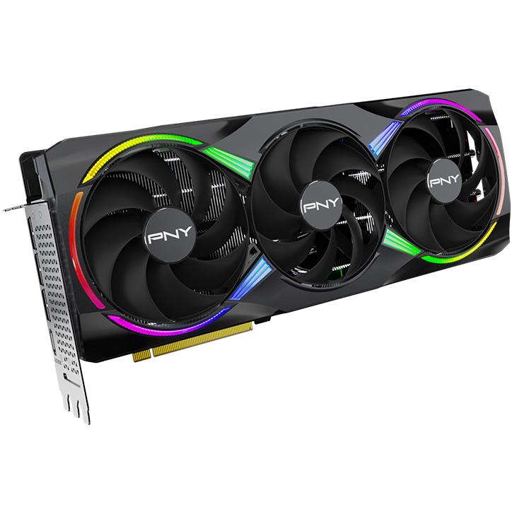 A large main feature product image of PNY GeForce RTX 5080 ARGB EPIC-X RGB OC 16GB