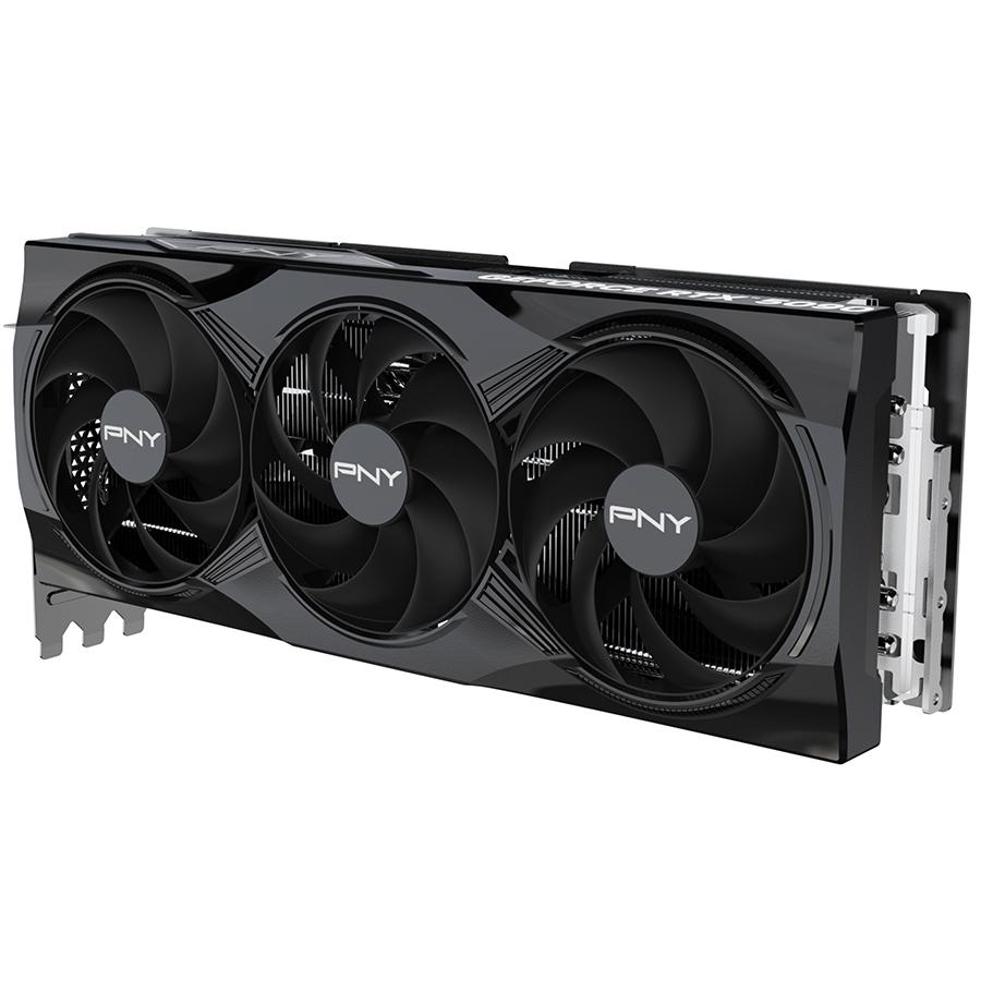 A large main feature product image of PNY GeForce RTX 5090 Triple Fan OC 32GB GDDR7