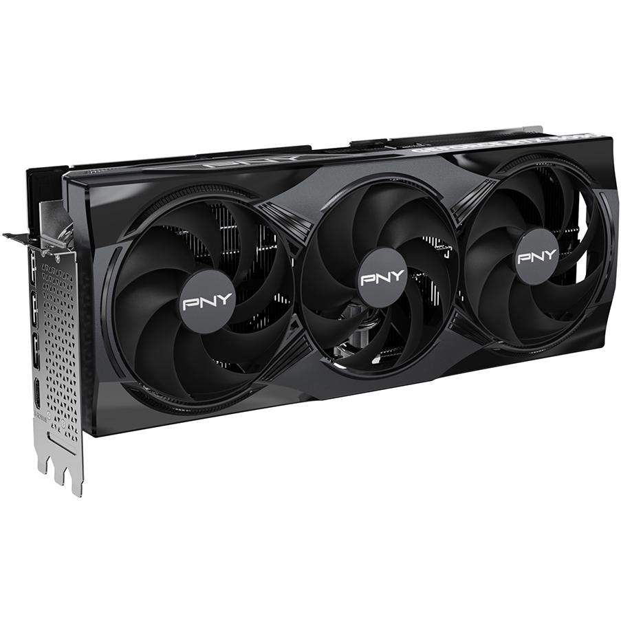 A large main feature product image of PNY GeForce RTX 5090 Triple Fan OC 32GB GDDR7
