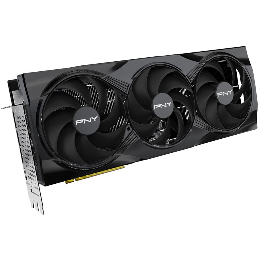 A large main feature product image of PNY GeForce RTX 5090 Triple Fan OC 32GB GDDR7