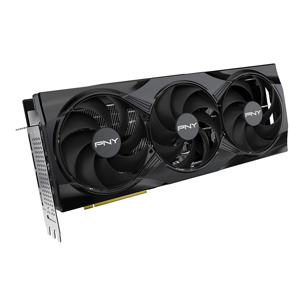 A large main feature product image of PNY GeForce RTX 5090 32GB GDDR7