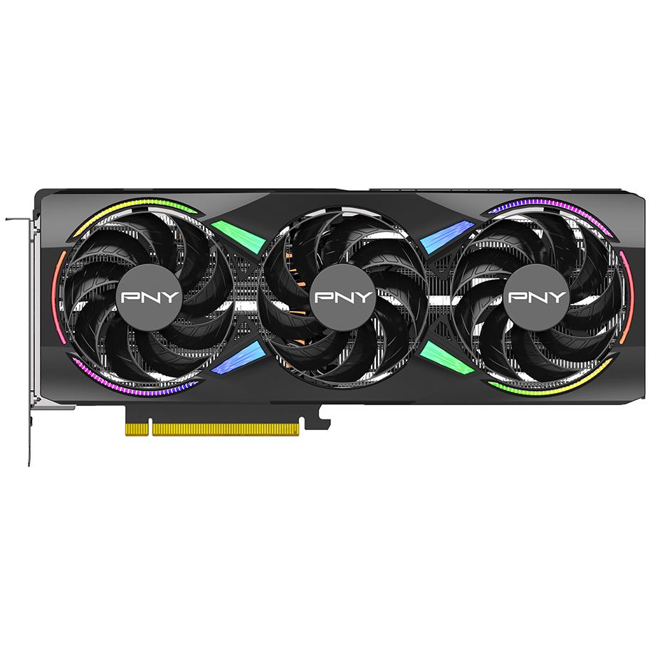 A large main feature product image of PNY GeForce RTX 5070 Ti ARGB OC 16GB