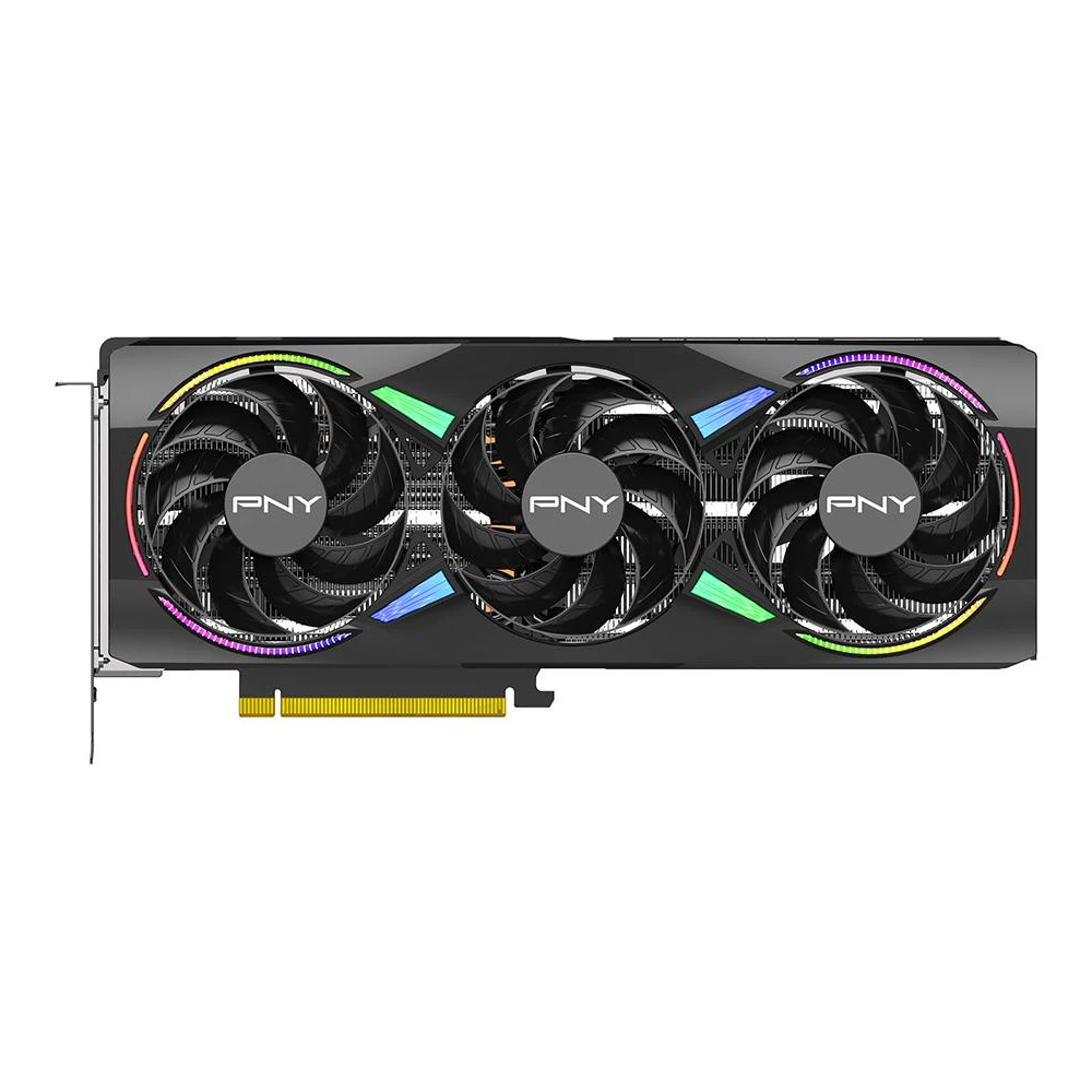 A large main feature product image of PNY GeForce RTX 5070 Ti ARGB OC 16GB