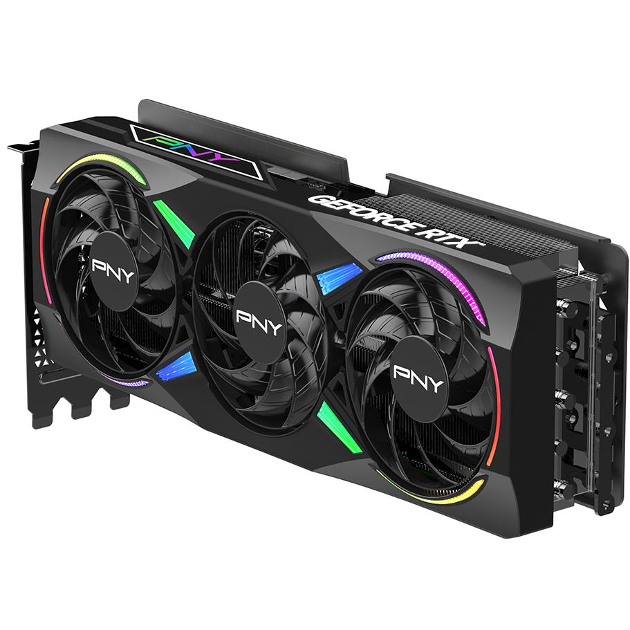 A large main feature product image of PNY GeForce RTX 5070 Ti ARGB OC 16GB