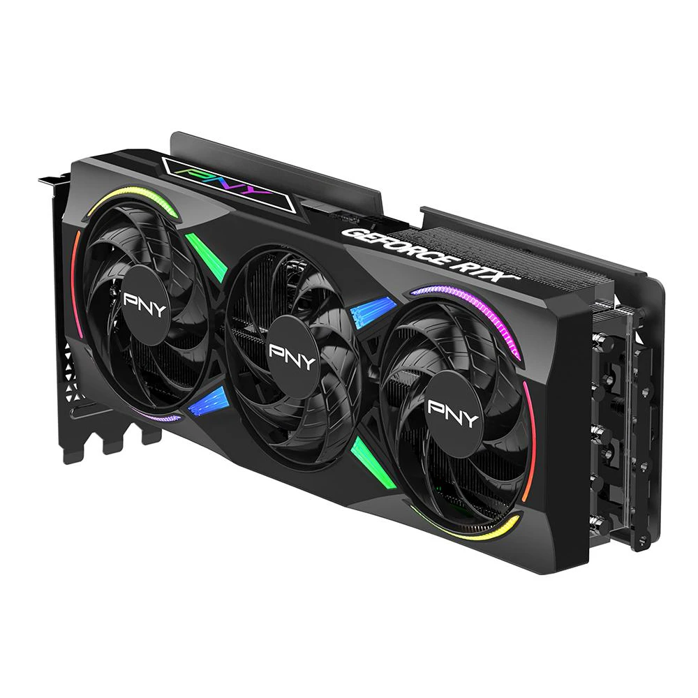 A large main feature product image of PNY GeForce RTX 5070 Ti ARGB OC 16GB