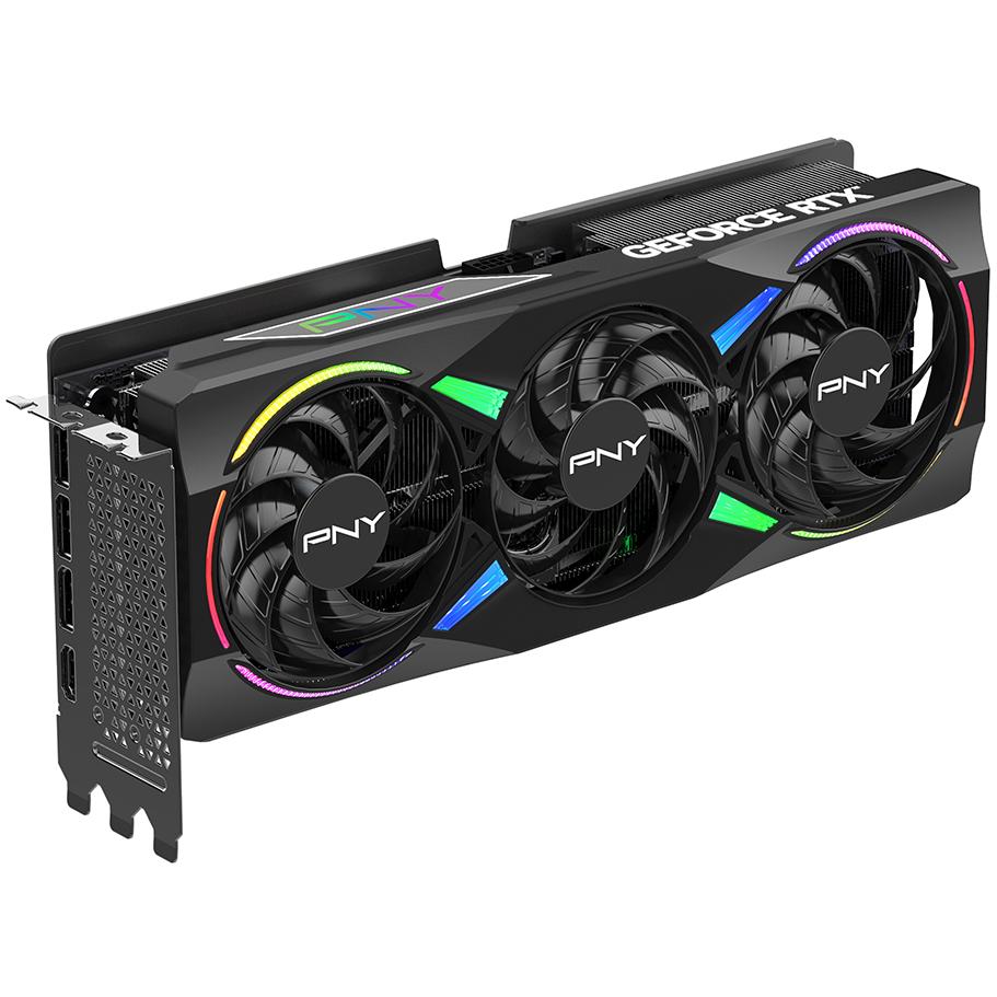 A large main feature product image of PNY GeForce RTX 5070 Ti ARGB OC 16GB