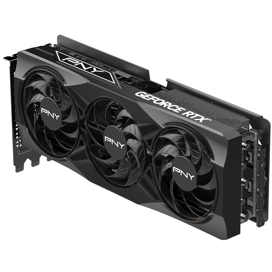 A large main feature product image of PNY GeForce RTX 5070 Ti OC 16GB GDDR7