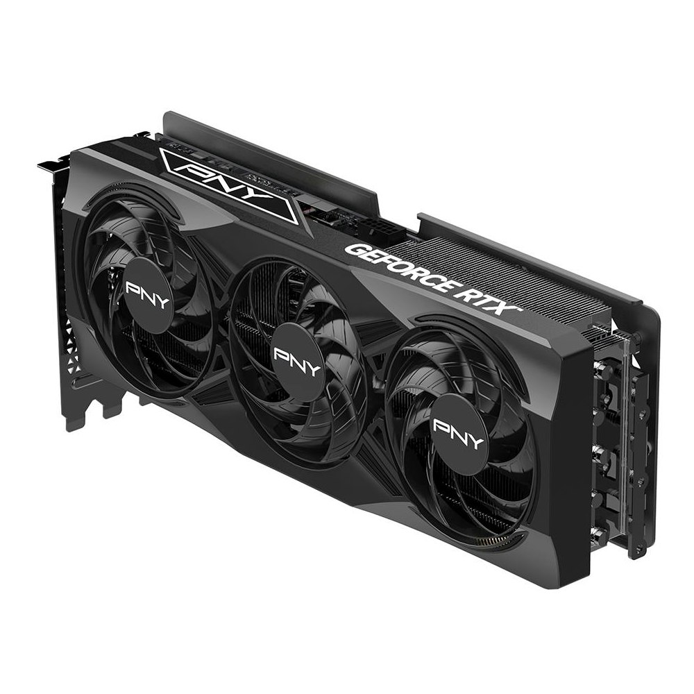 A large main feature product image of PNY GeForce RTX 5070 Ti OC 16GB GDDR7