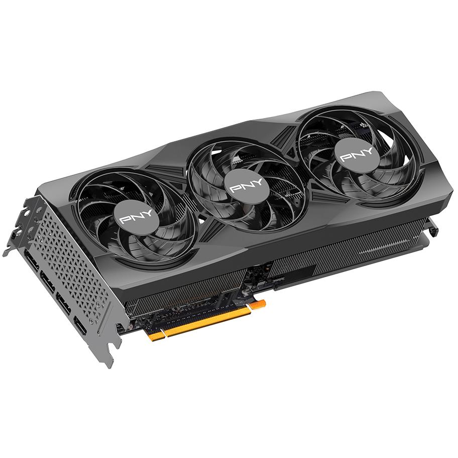 A large main feature product image of PNY GeForce RTX 5070 Ti OC 16GB GDDR7
