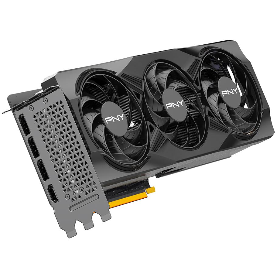 A large main feature product image of PNY GeForce RTX 5070 Ti OC 16GB GDDR7