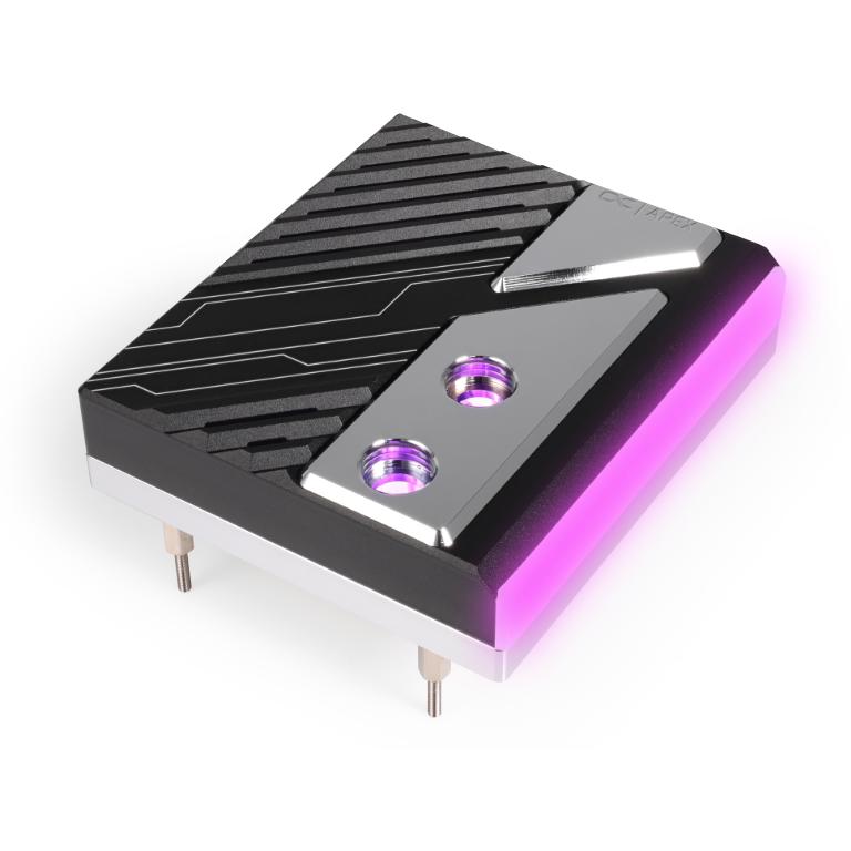 A large main feature product image of Alphacool Apex 1 ARGB CPU Water Block for AMD