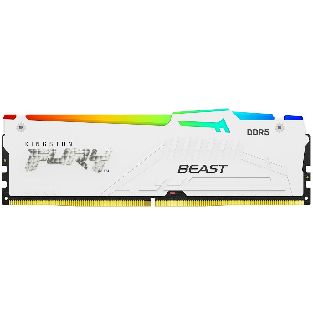 A large main feature product image of Kingston FURY Beast RGB 32GB Kit (2x16GB) DDR5-6000 C36 - White