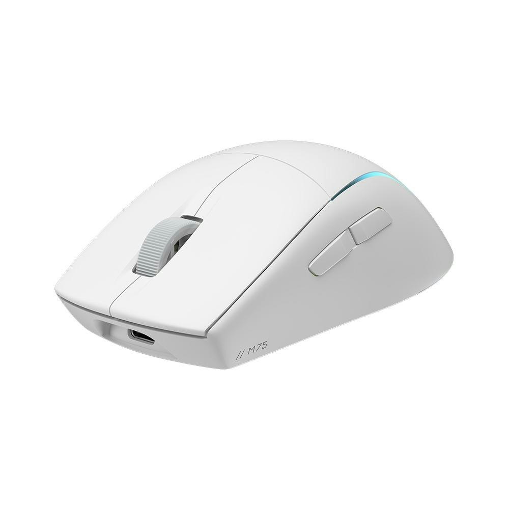 A large main feature product image of Corsair M75 WIRELESS Lightweight RGB Gaming Mouse (White)