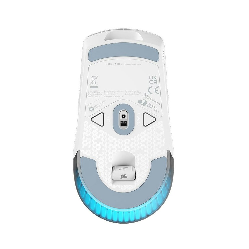 A large main feature product image of Corsair M75 WIRELESS Lightweight RGB Gaming Mouse (White)