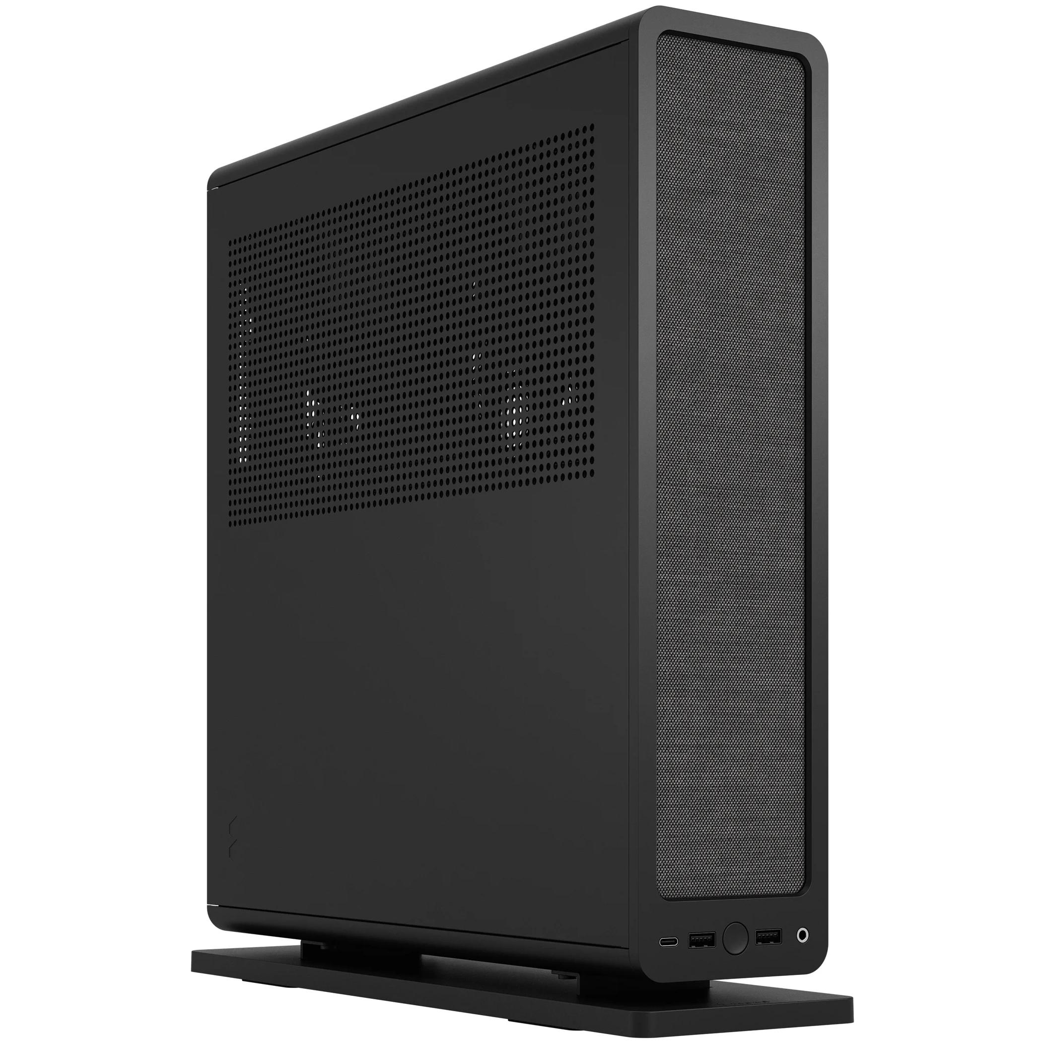 A large main feature product image of Fractal Design Ridge PCIe 4.0 SFF 12.6L Vertical Mini-ITX Case (Black)