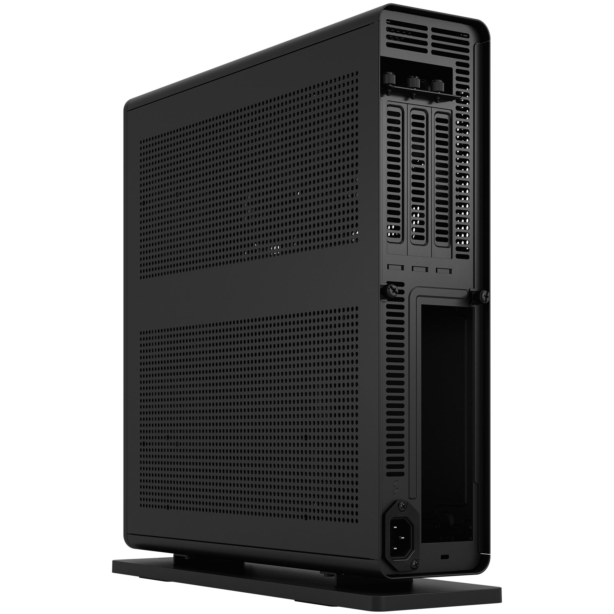 A large main feature product image of Fractal Design Ridge PCIe 4.0 SFF 12.6L Vertical Mini-ITX Case (Black)