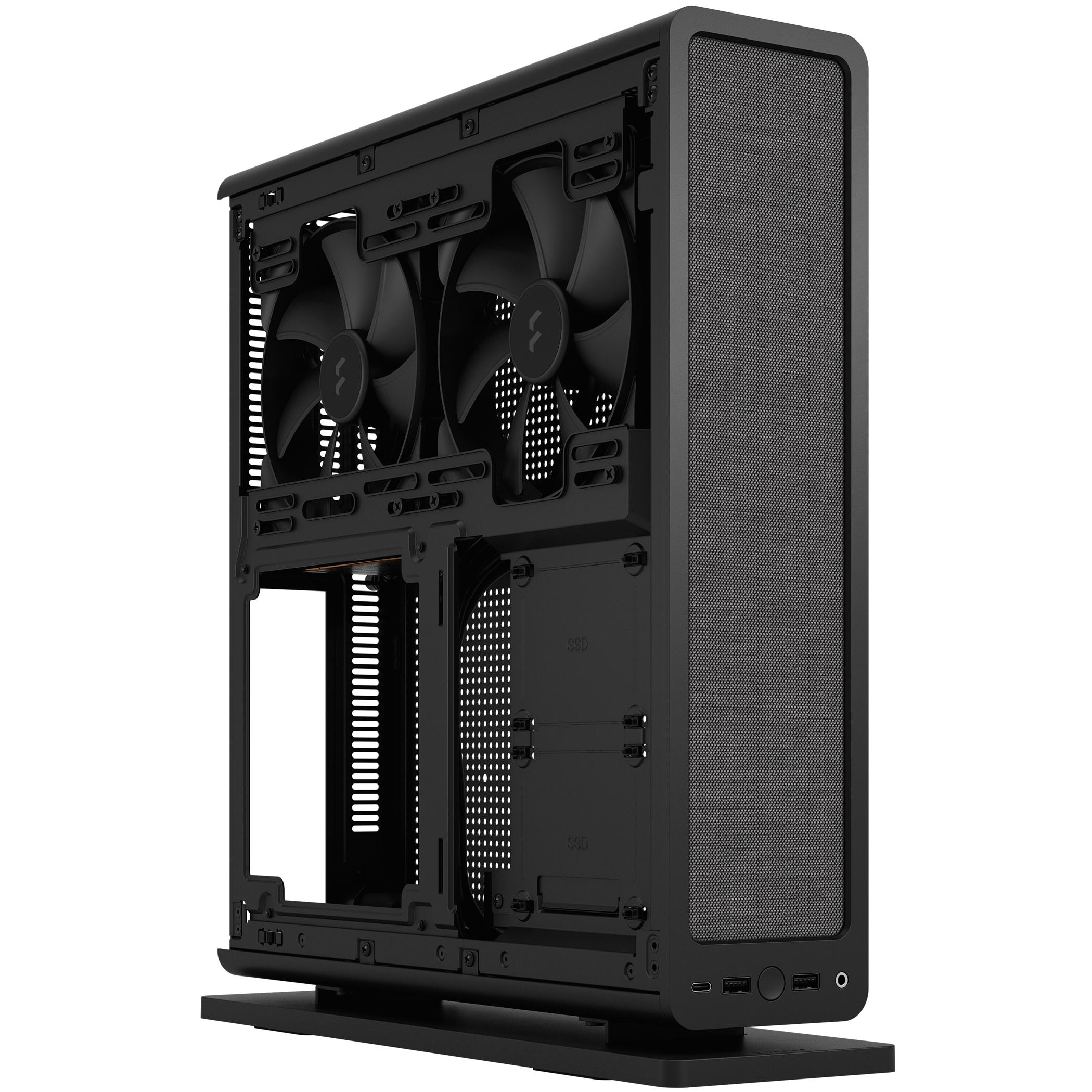 A large main feature product image of Fractal Design Ridge PCIe 4.0 SFF 12.6L Vertical Mini-ITX Case (Black)